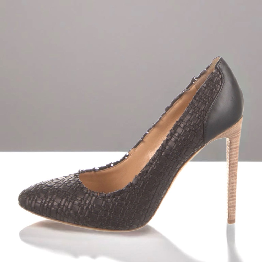 GIUSEPPE ZANOTTI BROWN WOVEN LEATHER PUMPS size Italian 38